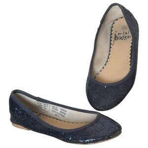 Mini Boden Blue Sparkle Flats Girls Size EU 32 US 1 Ballet Glitter
